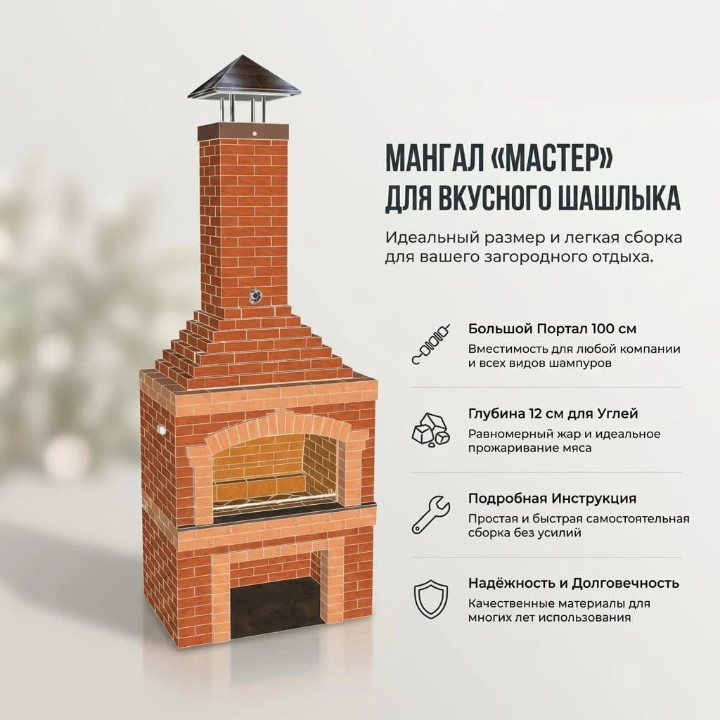 Проект мангала с порталом 100 см и бонусной порядовкой