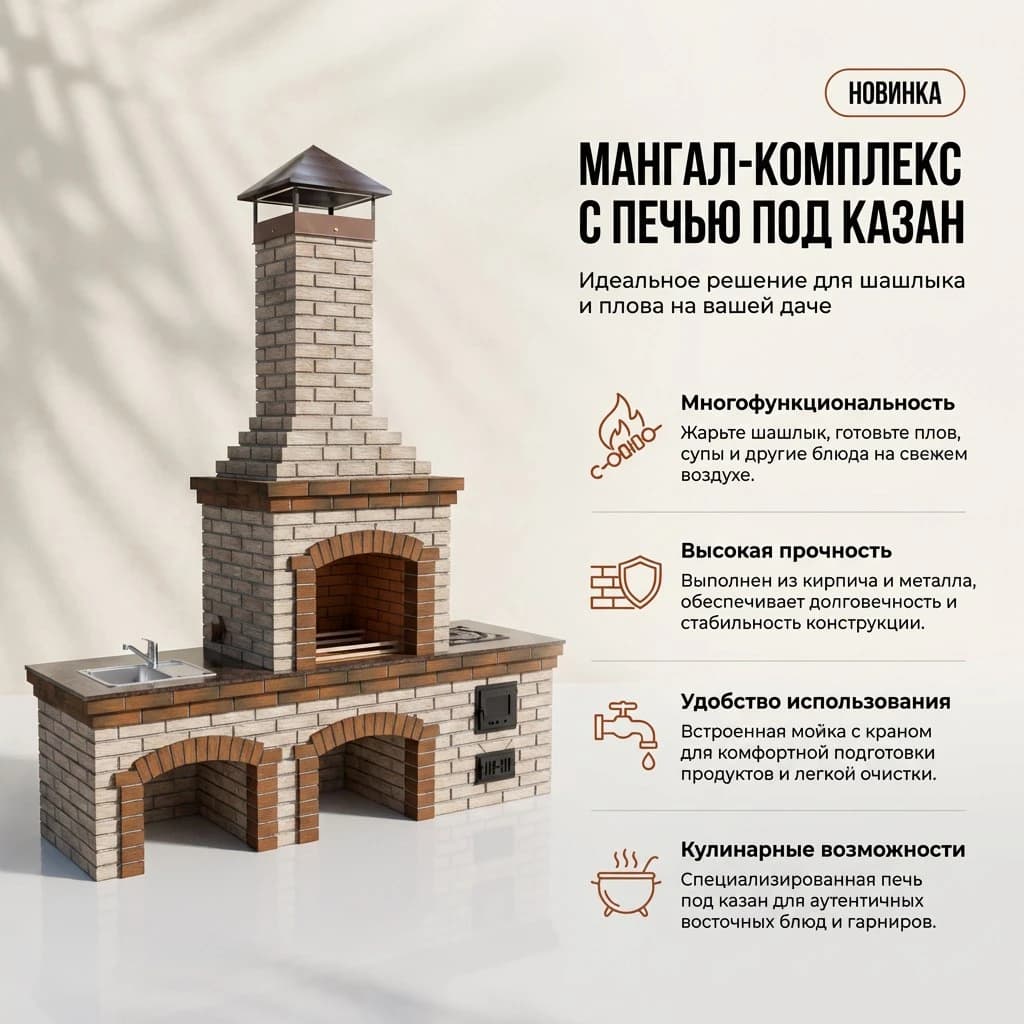 Проект «Универсальный»: печь слева со столиком, 298 см